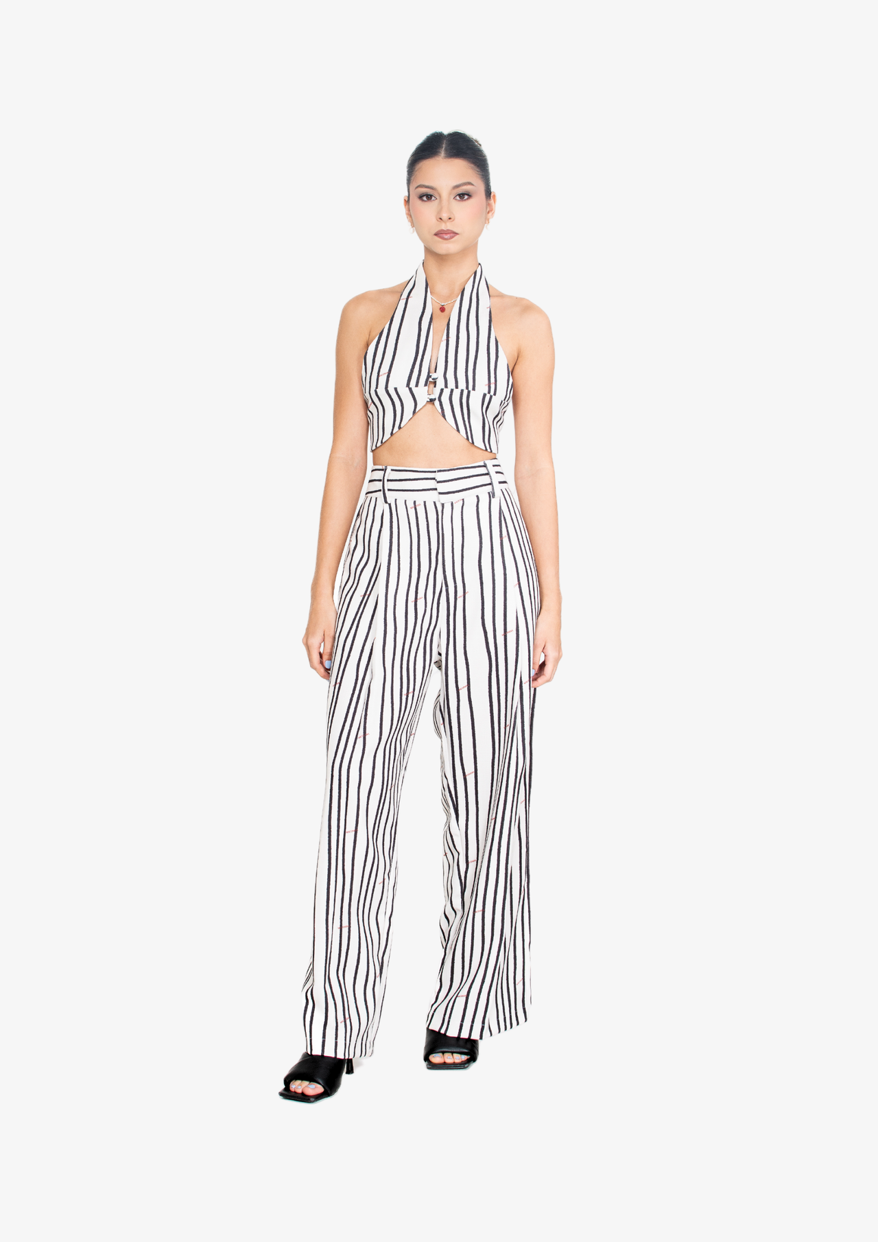 White Stripes Pleated Pants