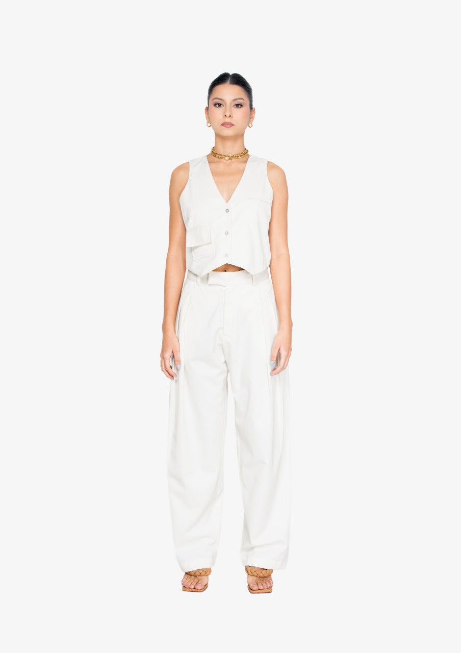 Pleated Trousers In Off-White